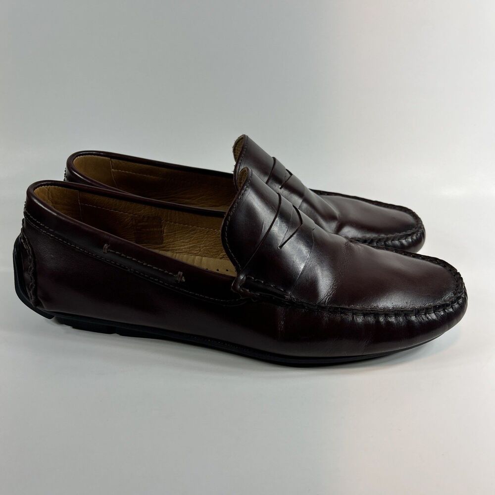 Mercanti Fiorentini Relax Shoes Mens 10.5 Burgundy Leather Loafer Driving Casual